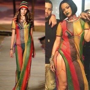 rasta fishnet maxi dress